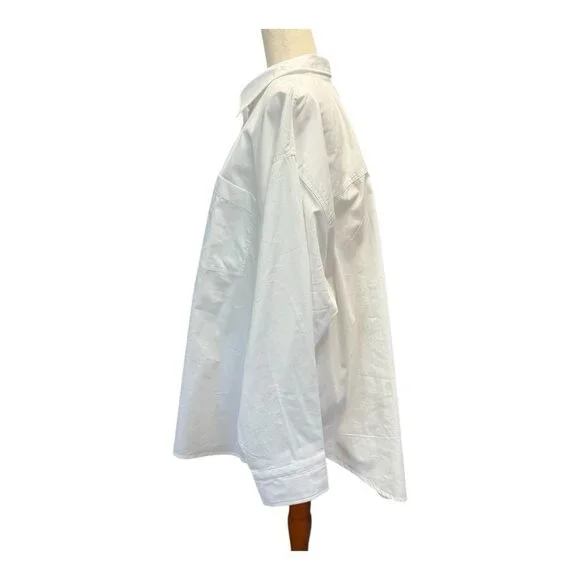 J Crew Womens Etienne Oversized Fit Long Sleeve Top~Size 2X~White Oxford NWT - Picture 7 of 11